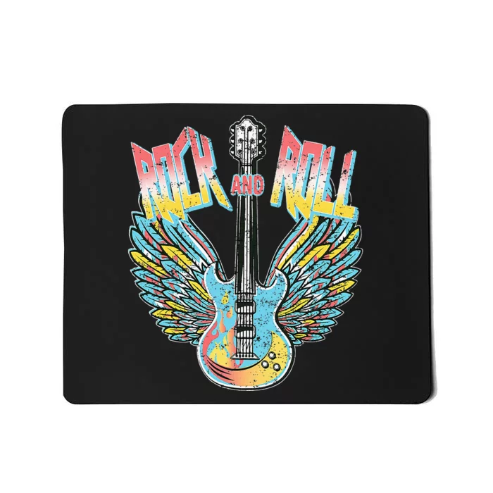 Vintage Retro 80s Rock & Roll Music Electric Guitar Wings Mousepad