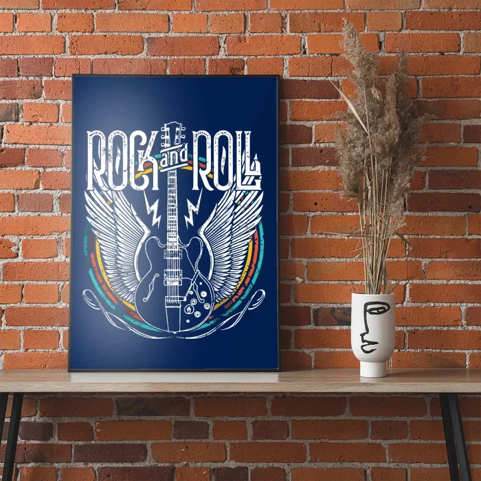 Vintage Retro 80s Rock Roll Music Guitar Wings Poster