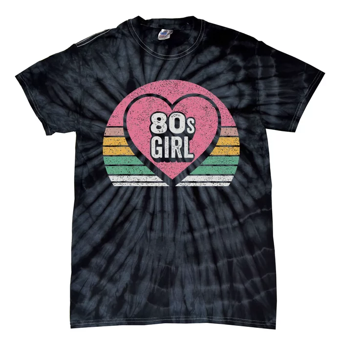 Vintage Retro 80s Girl Birthday Party Women Tie-Dye T-Shirt