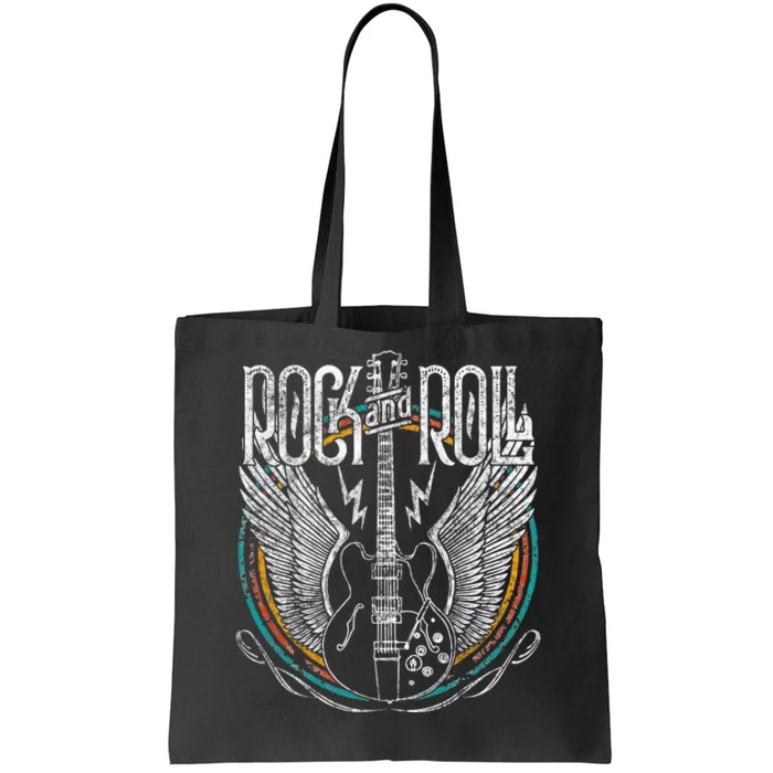 Vintage Retro 80s Rock & Roll Music Guitar Wings Tote Bag