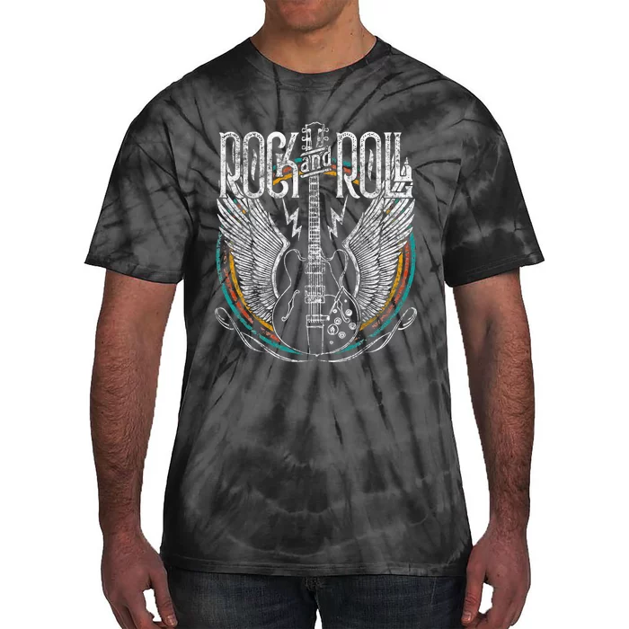 Vintage Retro 80s Rock & Roll Music Guitar Wings Tie-Dye T-Shirt