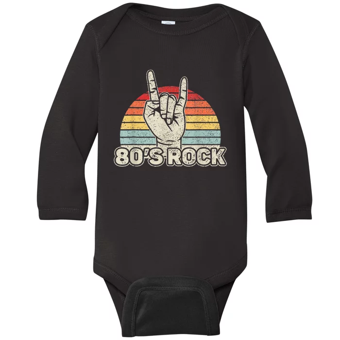 Vintage Retro 80S Rock Band 1980s Party Baby Long Sleeve Bodysuit