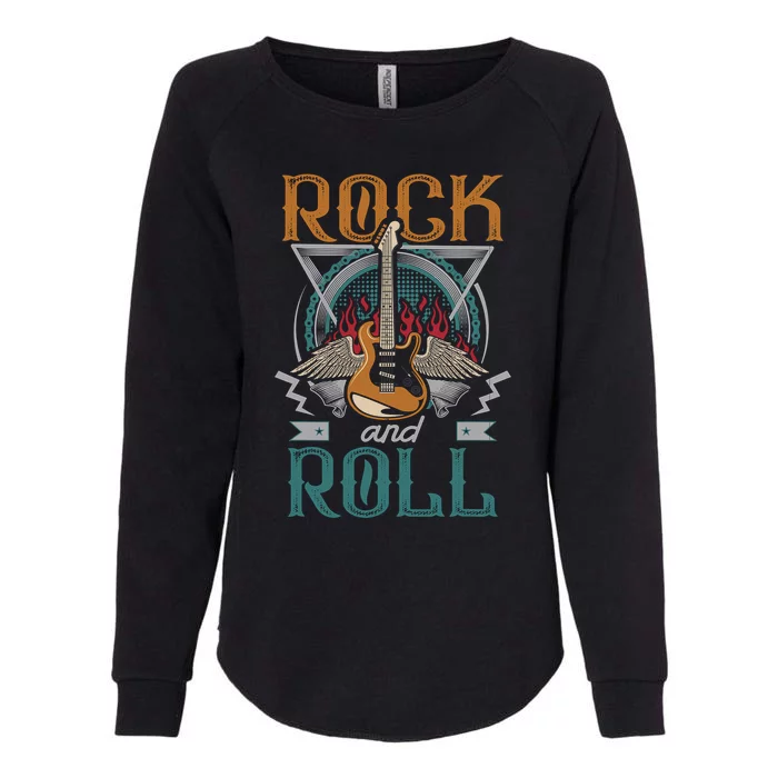 Vintage Retro 80s Rock & Roll Music Guitar Wings Womens California Wash Sweatshirt