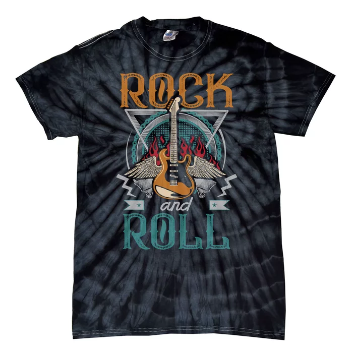 Vintage Retro 80s Rock & Roll Music Guitar Wings Tie-Dye T-Shirt