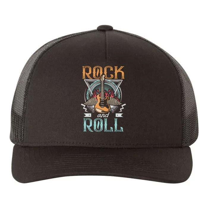 Vintage Retro 80s Rock & Roll Music Guitar Wings Yupoong Adult 5-Panel Trucker Hat