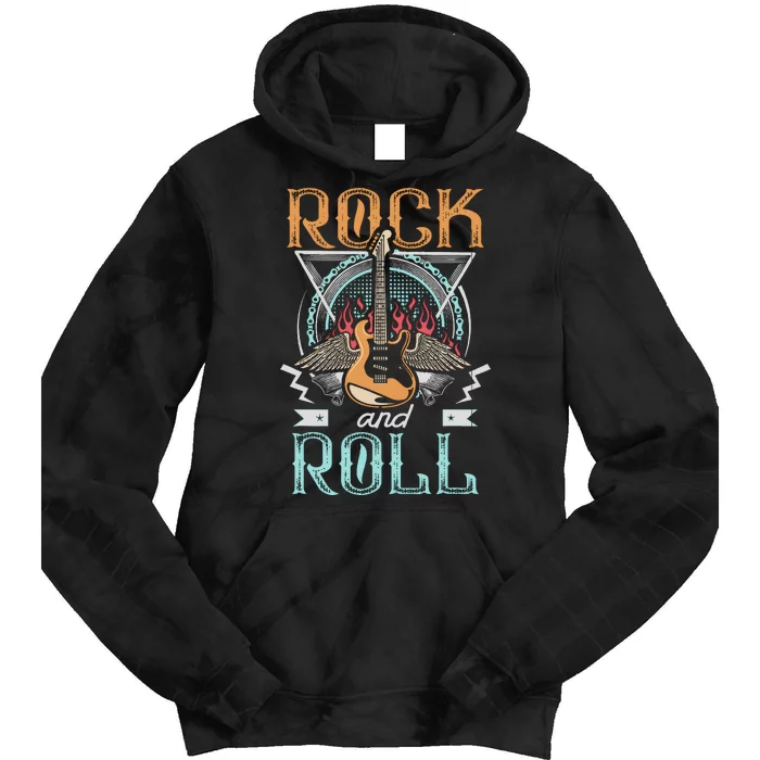 Vintage Retro 80s Rock & Roll Music Guitar Wings Tie Dye Hoodie