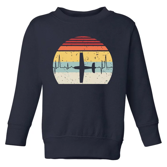 Vintage Retro Airplane Pilot Pilot Heartbeat Toddler Sweatshirt