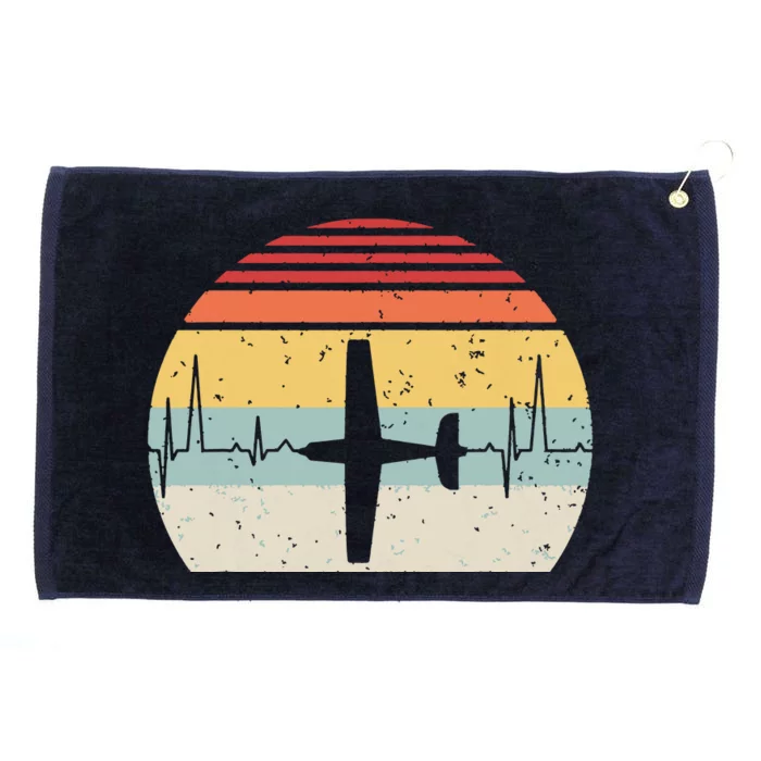 Vintage Retro Airplane Pilot Pilot Heartbeat Grommeted Golf Towel