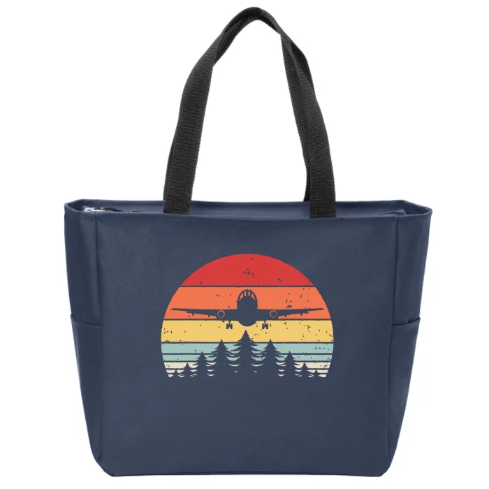 Vintage Retro Airplane Shirts Pilot Gift Zip Tote Bag