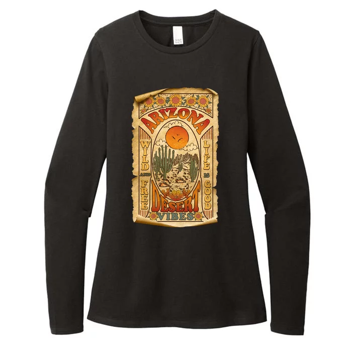 Vintage Retro Arizona Desert Vibes Travel Poster Womens CVC Long Sleeve Shirt