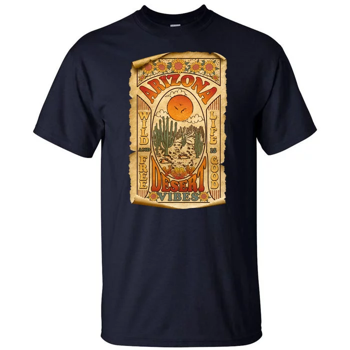 Vintage Retro Arizona Desert Vibes Travel Poster Tall T-Shirt