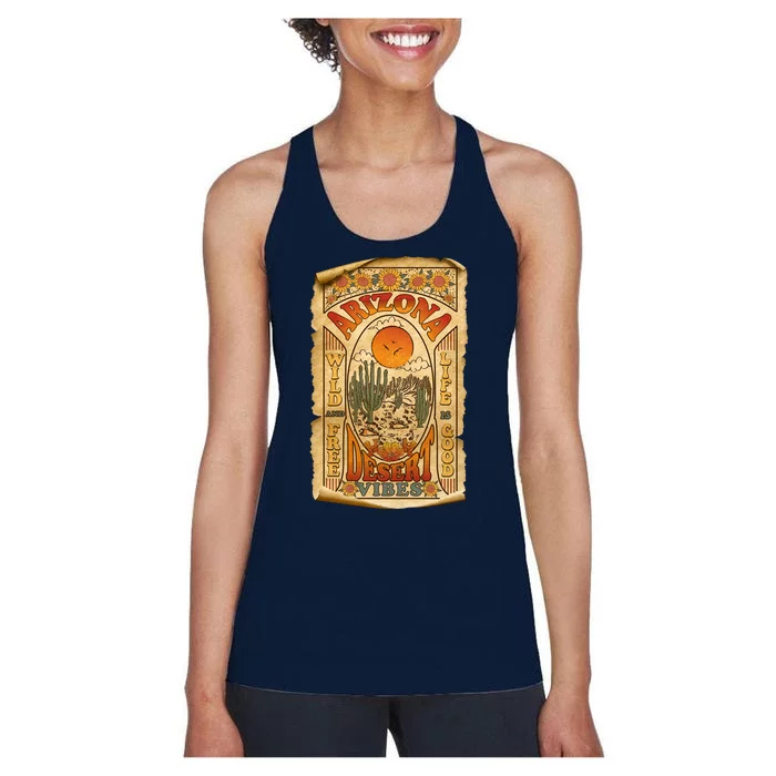 Vintage Retro Arizona Desert Vibes Travel Poster Women's Racerback Tank