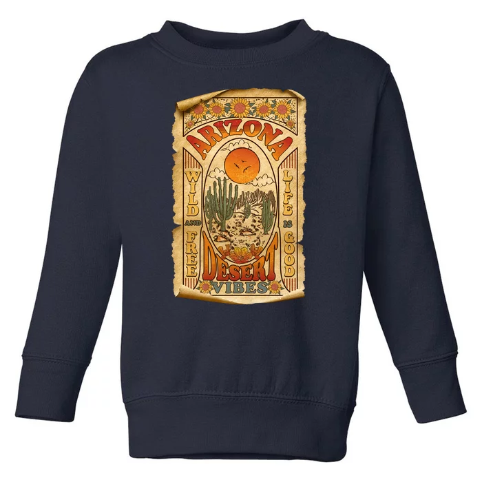 Vintage Retro Arizona Desert Vibes Travel Poster Toddler Sweatshirt