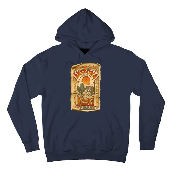 Vintage Retro Arizona Desert Vibes Travel Poster Tall Hoodie