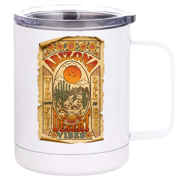 Vintage Retro Arizona Desert Vibes Travel Poster Front & Back 12oz Stainless Steel Tumbler Cup