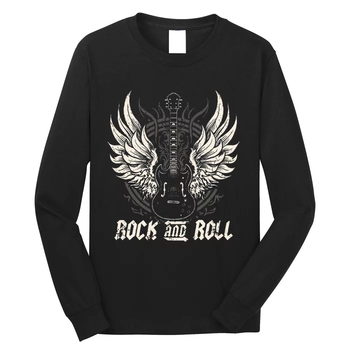 Vintage Rock and Roll Guitar Music Long Sleeve Shirt