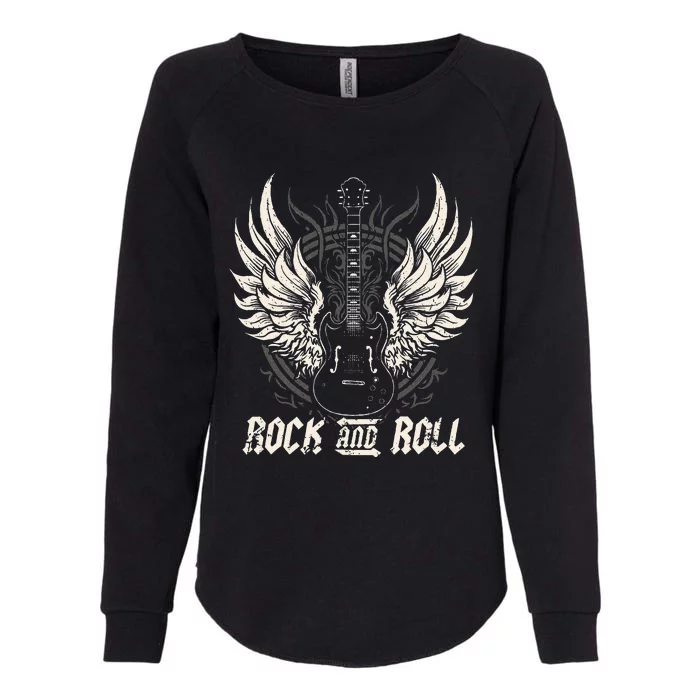 Vintage Rock and Roll Guitar Music Womens California Wash Sweatshirt