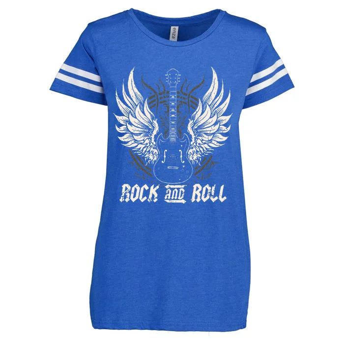 Vintage Rock and Roll Guitar Music Enza Ladies Jersey Football T-Shirt