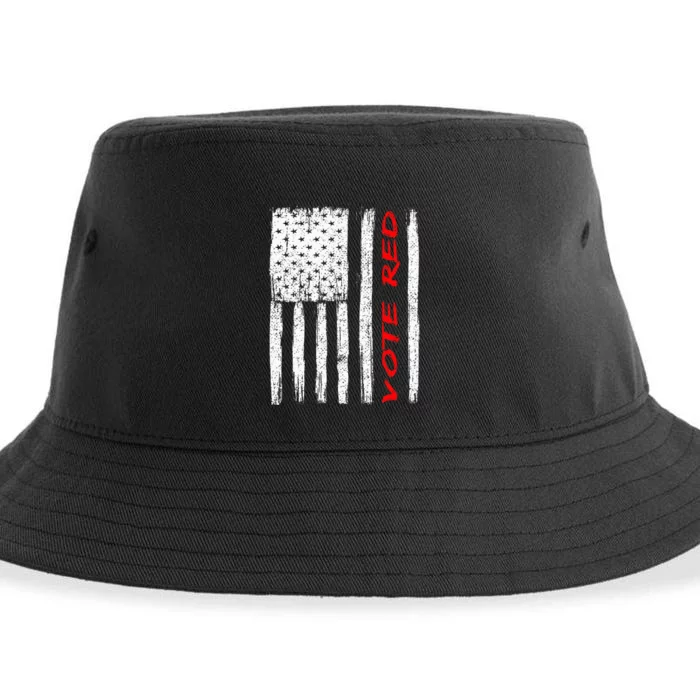 Vote Red American Flag ProRepublican Sustainable Bucket Hat