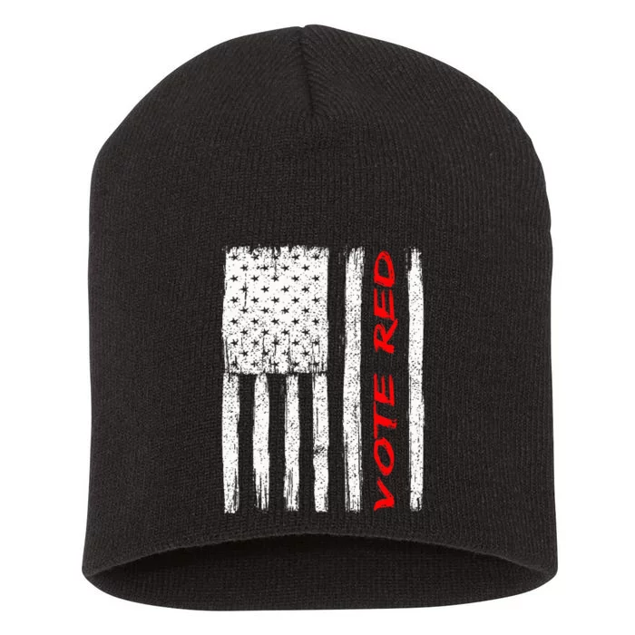 Vote Red American Flag ProRepublican Short Acrylic Beanie