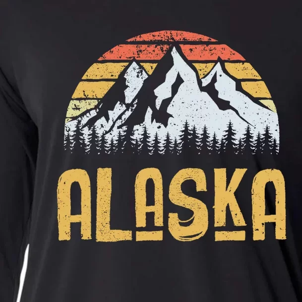 Vintage Retro Alaska U.S. Mountains Glacier Cooling Performance Long Sleeve Crew