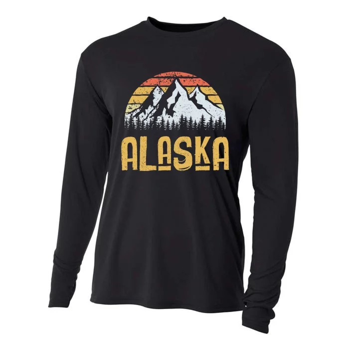 Vintage Retro Alaska U.S. Mountains Glacier Cooling Performance Long Sleeve Crew