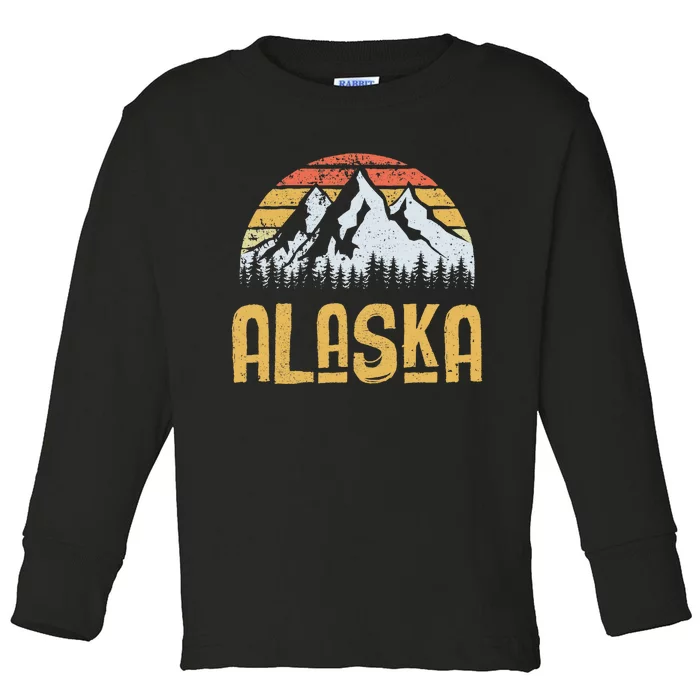 Vintage Retro Alaska U.S. Mountains Glacier Toddler Long Sleeve Shirt