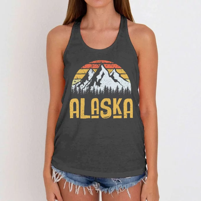 Vintage Retro Alaska U.S. Mountains Glacier Women's Knotted Racerback Tank