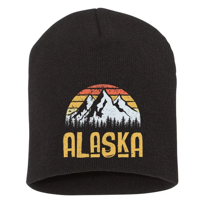 Vintage Retro Alaska U.S. Mountains Glacier Short Acrylic Beanie