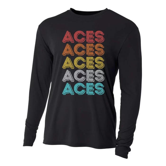 Vintage Retro Aces Cooling Performance Long Sleeve Crew