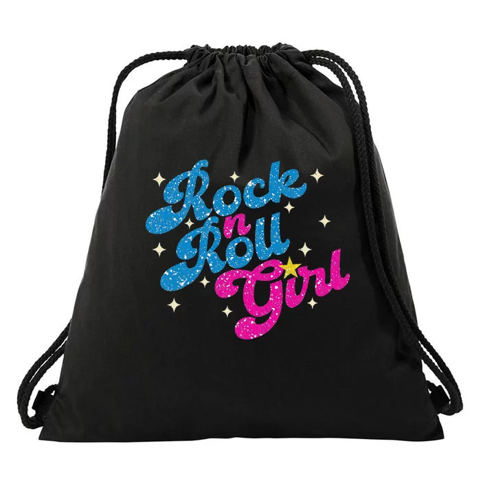 Vintage Rock And Roll Girl Drawstring Bag