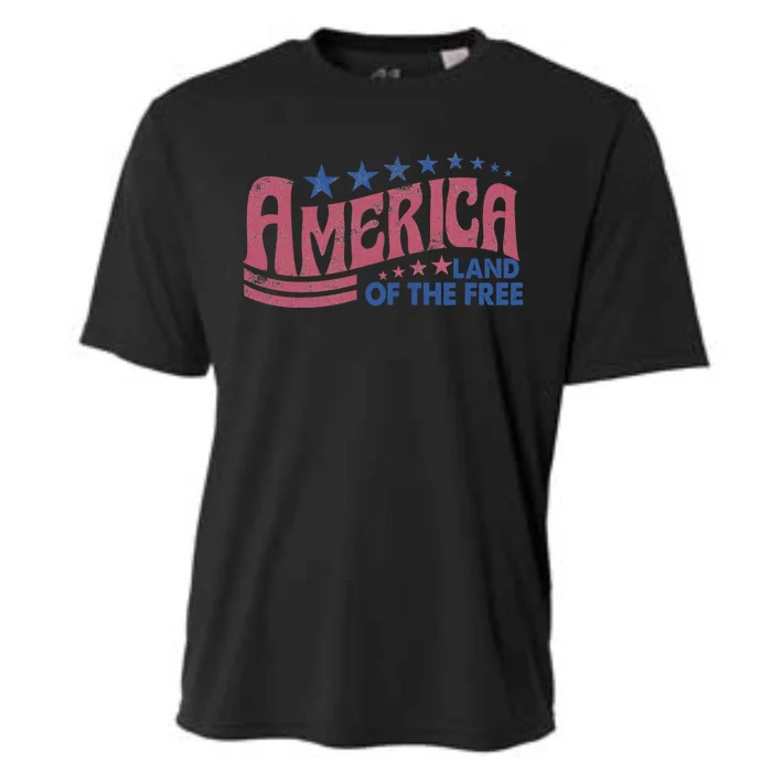 Vintage Retro America Land Of The Free Happy 4th Of July Meaningful Gift Cooling Performance Crew T-Shirt