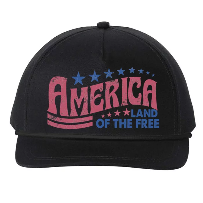 Vintage Retro America Land Of The Free Happy 4th Of July Meaningful Gift Snapback Five-Panel Rope Hat