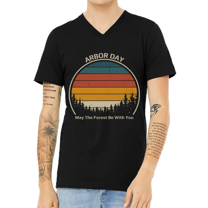 Vintage Retro Arbor Day V-Neck T-Shirt