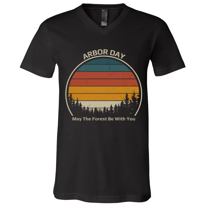 Vintage Retro Arbor Day V-Neck T-Shirt