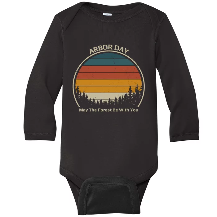 Vintage Retro Arbor Day Baby Long Sleeve Bodysuit