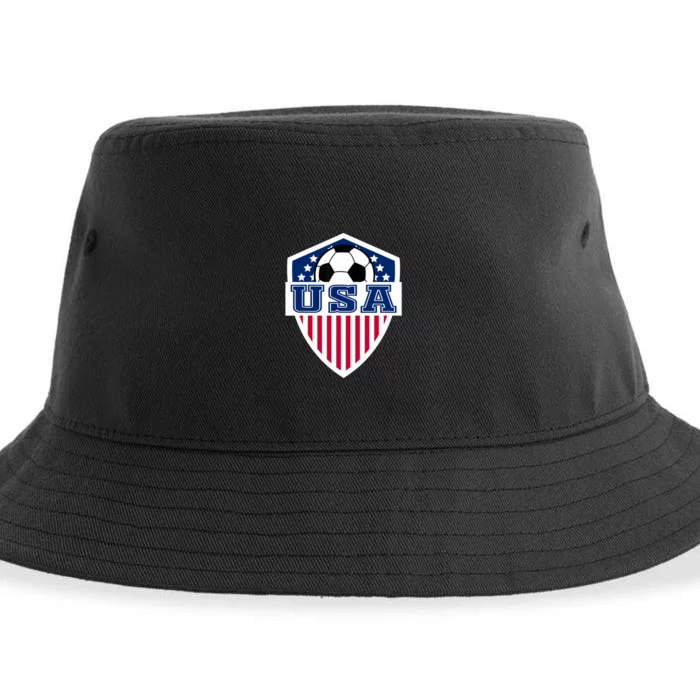 Vintage Retro American Football USA Soccer USA Flag Sustainable Bucket Hat