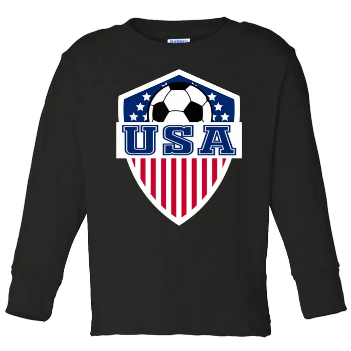 Vintage Retro American Football USA Soccer USA Flag Toddler Long Sleeve Shirt