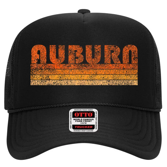 Vintage Retro Auburn Alabama High Crown Mesh Trucker Hat