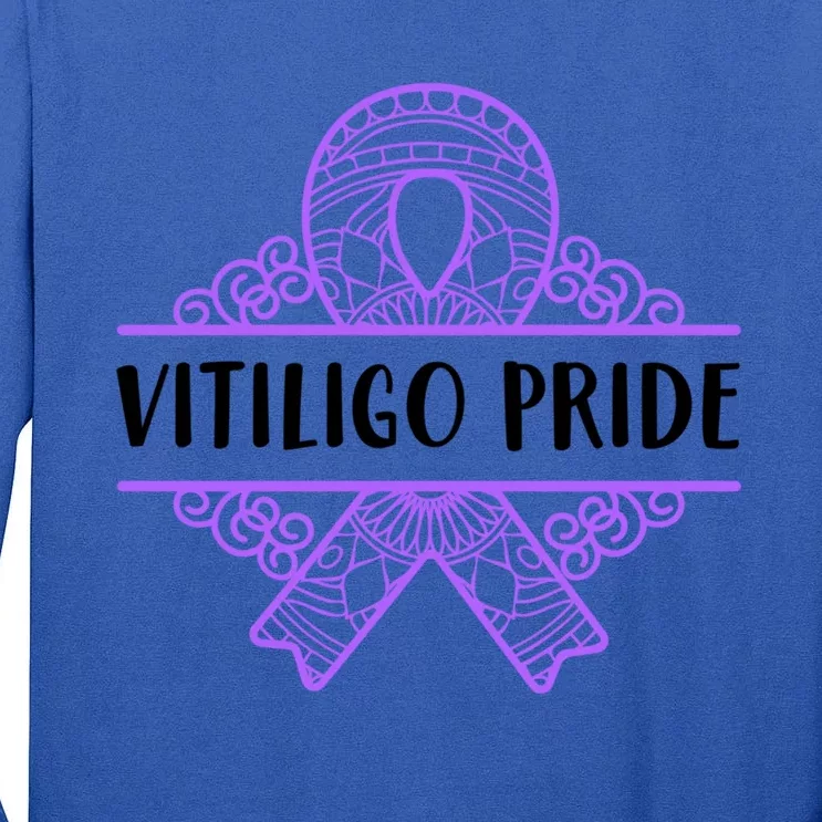 Vitiligo Raise Awareness Pride Saying Proud Purple Ribbon Gift Tall Long Sleeve T-Shirt