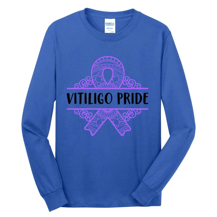 Vitiligo Raise Awareness Pride Saying Proud Purple Ribbon Gift Tall Long Sleeve T-Shirt