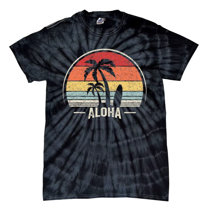 Vintage Retro Aloha Hawaii Hawaiian Island Palm Beach Surf Tie-Dye T-Shirt