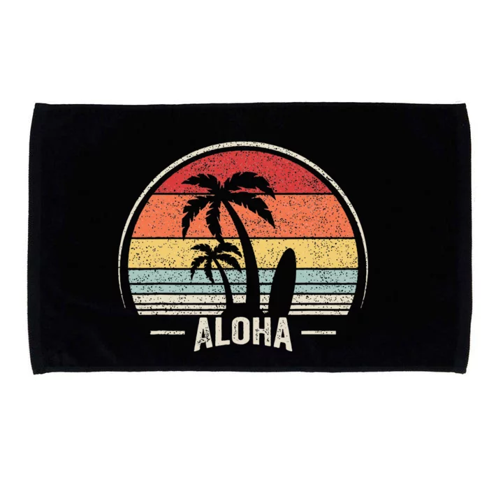 Vintage Retro Aloha Hawaii Hawaiian Island Palm Beach Surf Microfiber Hand Towel