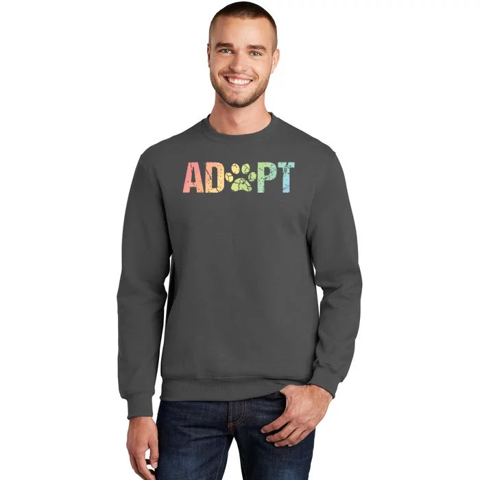 Vintage Rainbow Adopt A Dog Rescue Foster Adoption Month Tall Sweatshirt