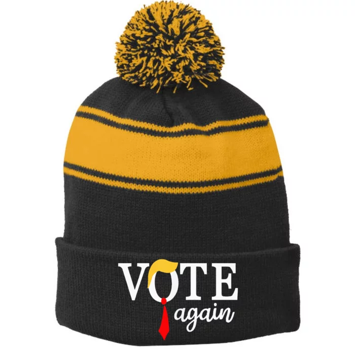 Vote Republican Again Presidential Election 2024 Vote Red Stripe Pom Pom Beanie