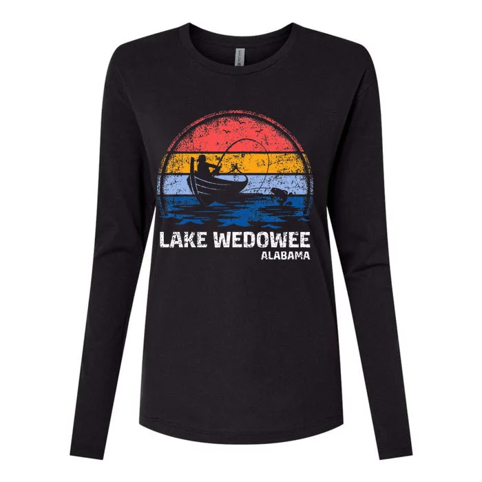 Vintage Retro Alabama Wedowee Lake Summer Fishing Womens Cotton Relaxed Long Sleeve T-Shirt