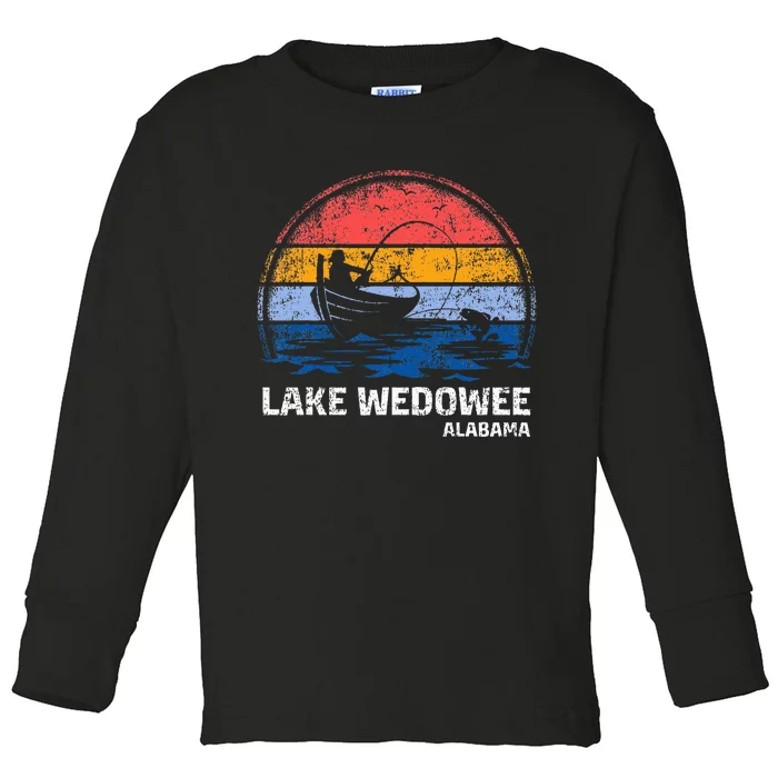 Vintage Retro Alabama Wedowee Lake Summer Fishing Toddler Long Sleeve Shirt