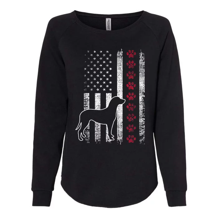 Vintage Retro American Flag Louisiana Catahoula Leopard Dog Womens California Wash Sweatshirt