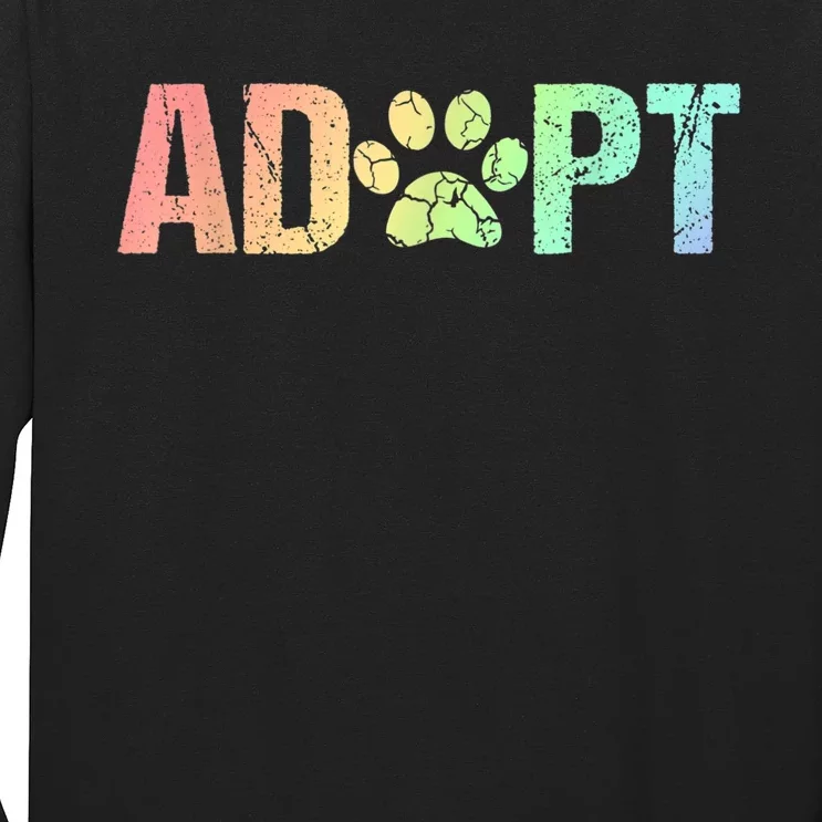 Vintage Rainbow Adopt A Dog Rescue Foster Adoption Month Long Sleeve Shirt