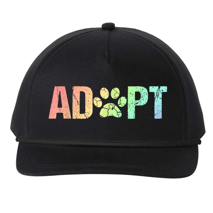 Vintage Rainbow Adopt A Dog Rescue Foster Adoption Month Snapback Five-Panel Rope Hat